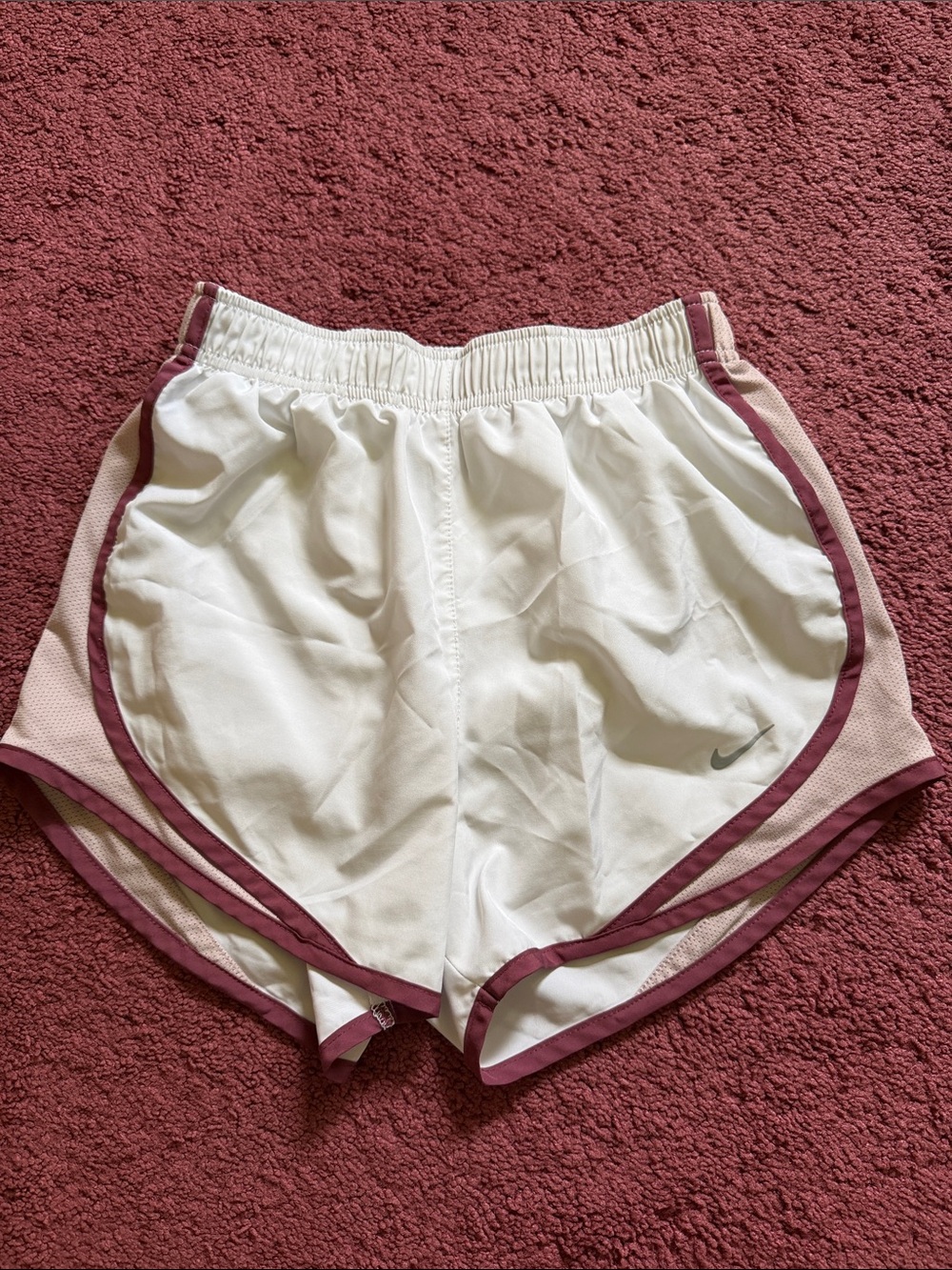 Nike White Women's Athletic Shorts with Maroon Trim